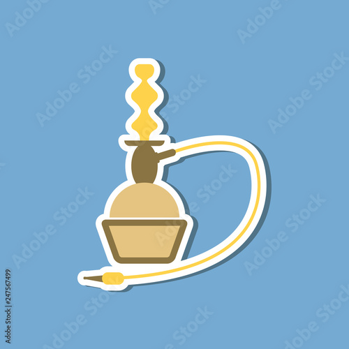 paper sticker on stylish background of smoke hookah