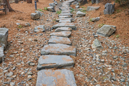 Stone path at dried up river creek at Semiwon, South Korea. photo