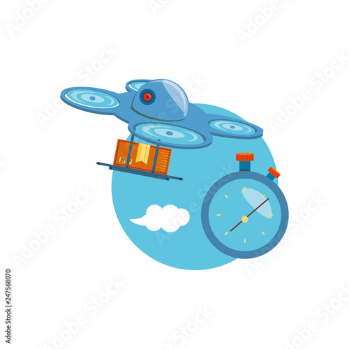 drone technology with box carton and chronometer