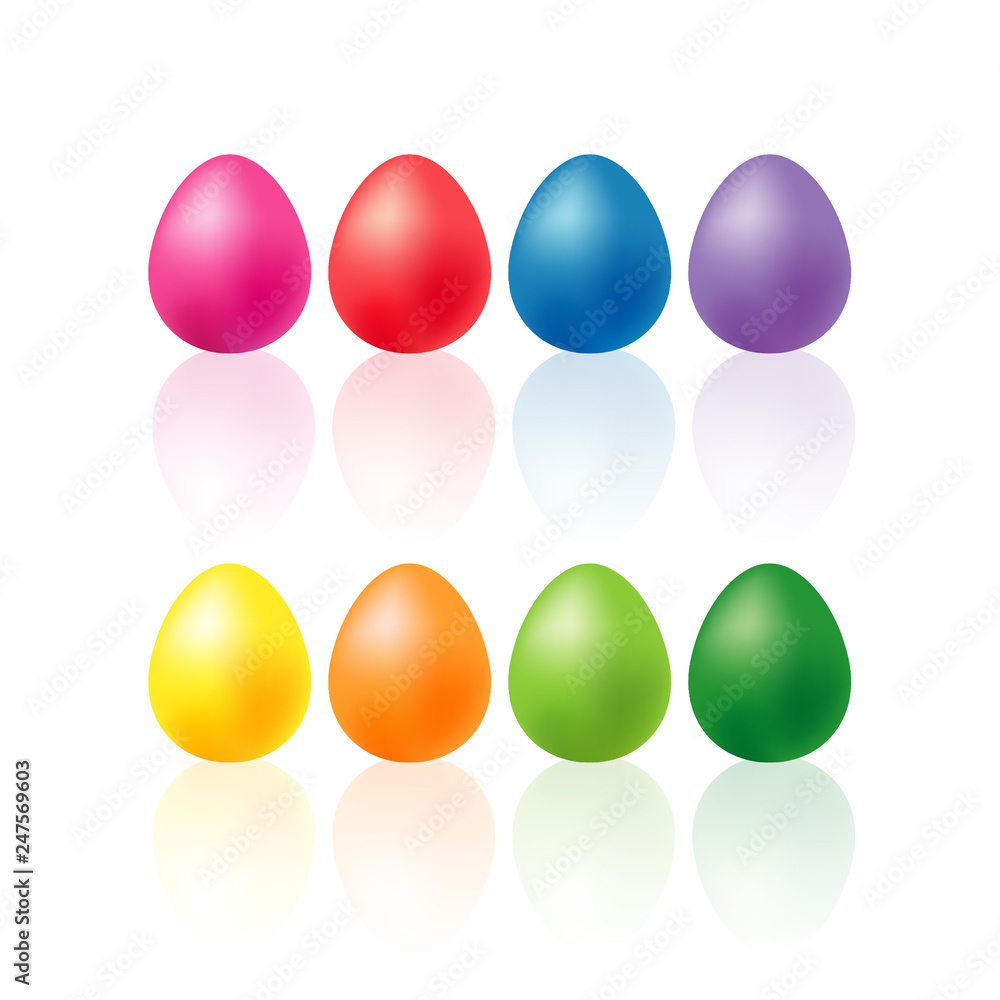 Colorful Easter Eggs. Realistic illustration. Happy Easter! Holiday background. Can be used for wallpaper, textile, invitation card, wrapping, web page background.