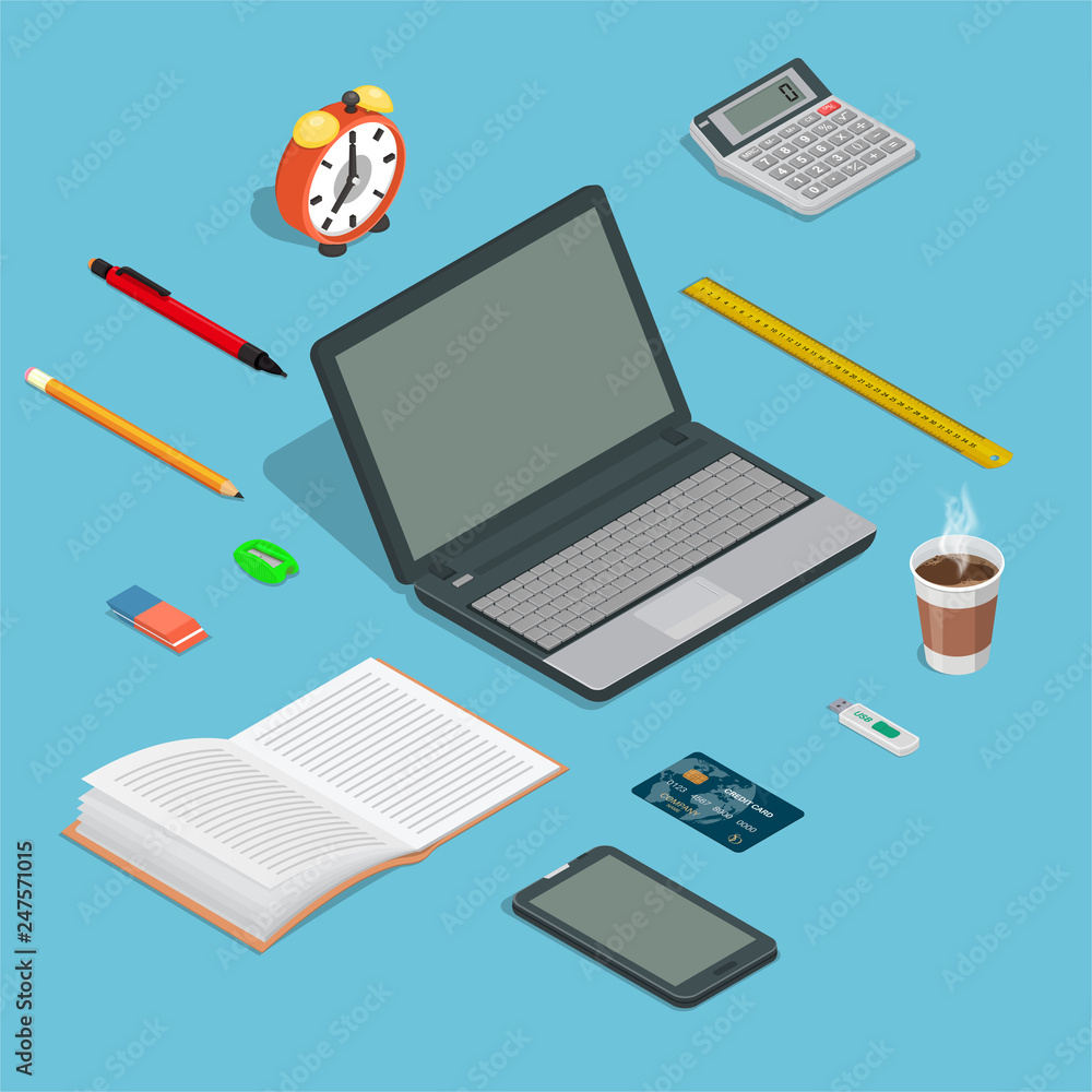 Set of office, office devices. Set of office, office devices.