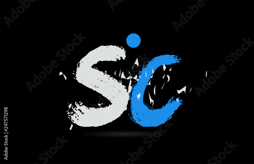 blue white alphabet letter combination SC S C logo design
