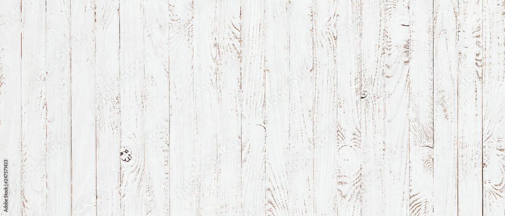 Obraz premium white wood texture background, top view wooden plank panel