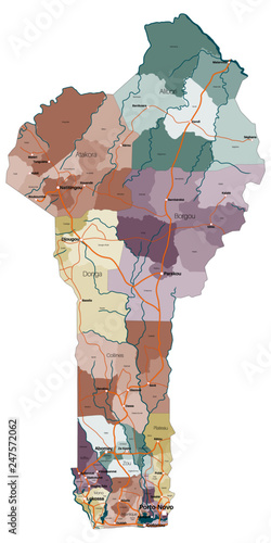 Large and detailed map of the state of Benin in Africa