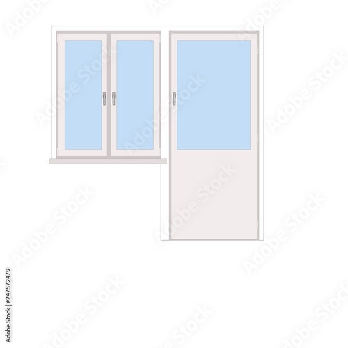 plastic window and balcony door vector illustration