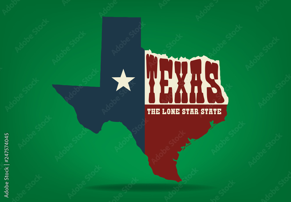 Texas Map with Nickname The Lone Star State Vector EPS Stock Vector