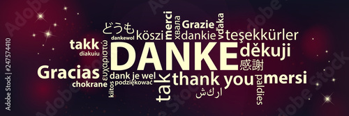 Banner Wortwolke - Danke auf verschiedenen Sprachen