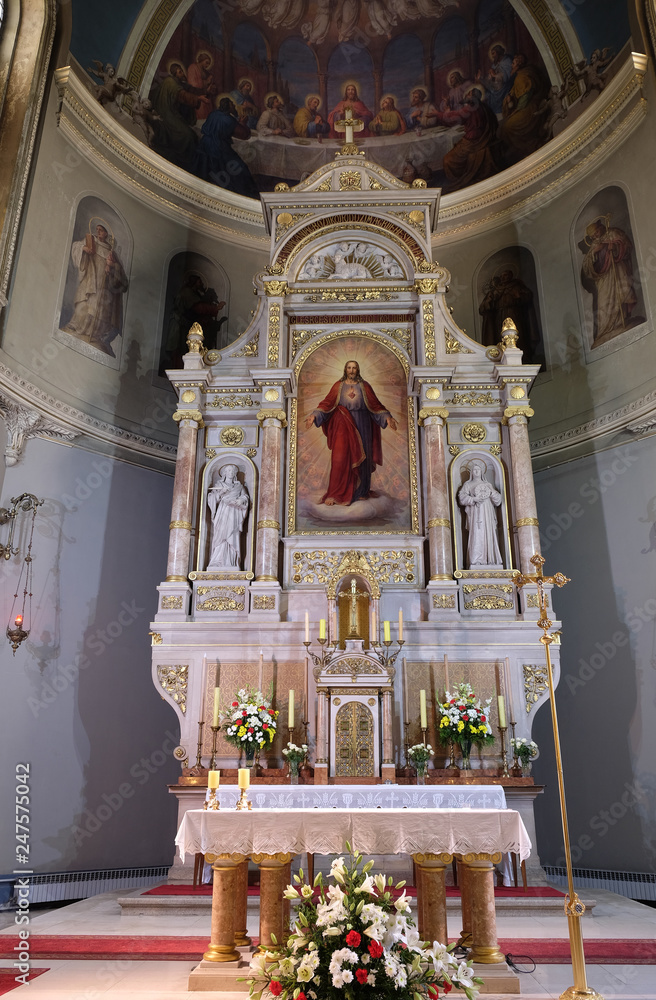Main altar in Basilica of the Sacred Heart of Jesus in Zagreb, Croatia 