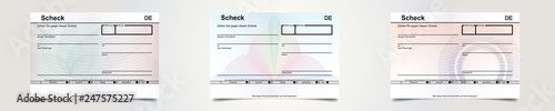 Set aus Schecks mit abstrakten Hintergründen