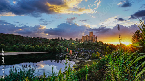 Sunset at Almourol Castle, Portugal photo