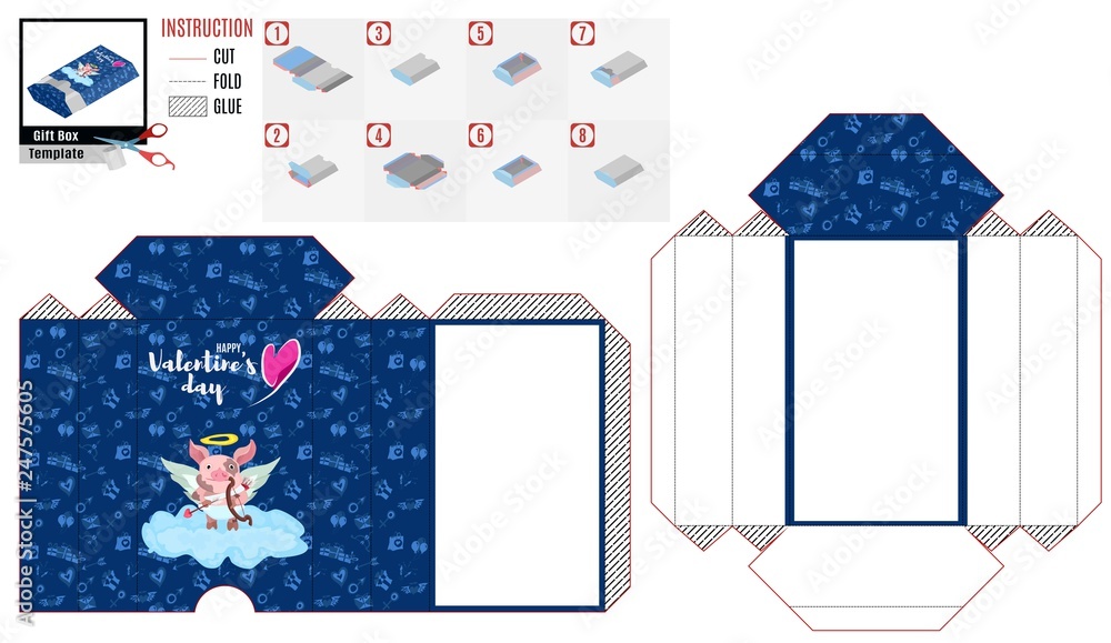 Obraz premium blue box casket pattern for carving for the holiday of love