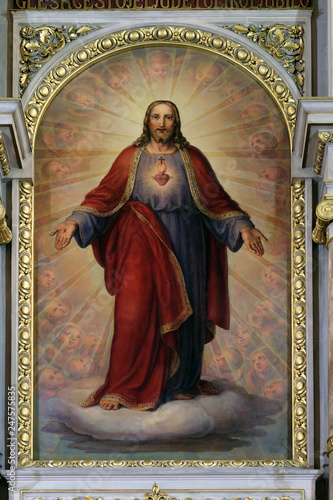 Billede på lærred Sacred Heart of Jesus, altarpiece in Basilica of the Sacred Heart of Jesus in Za