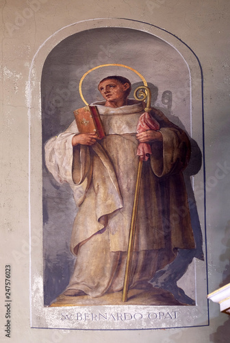 Saint Bernard of Clairvaux, fresco in the Basilica of the Sacred Heart of Jesus in Zagreb, Croatia  photo