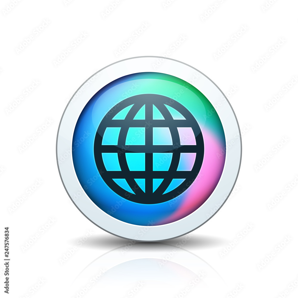 Earth Planet button holographic style illustration Earth Planet button holographic style illustration