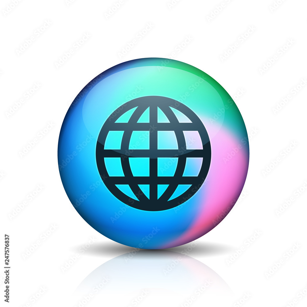 Earth Planet button holographic style illustration Earth Planet button holographic style illustration