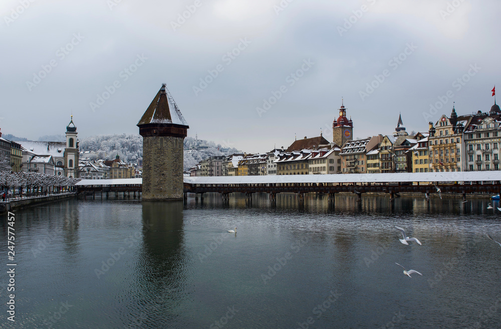 Lucerne view in a cold winter day