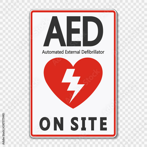 Symbol AED Sign label on white background