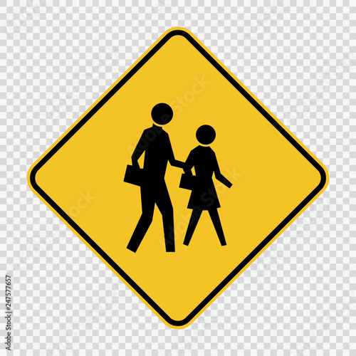 school crossing sign on transparent background