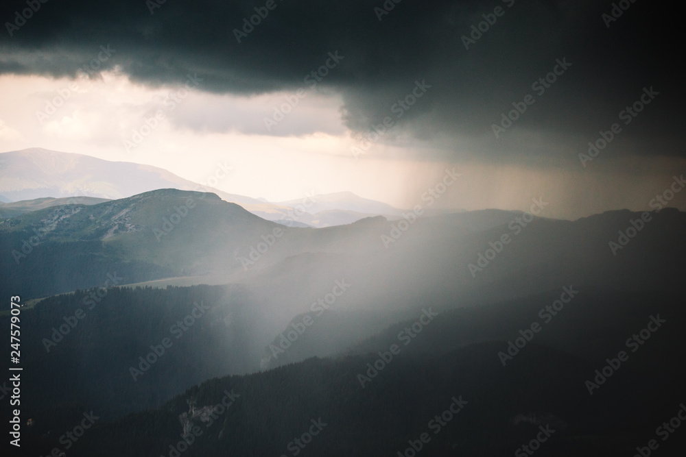 Rain over the Bucegi Mountains,Romania.Storm wallpaper
