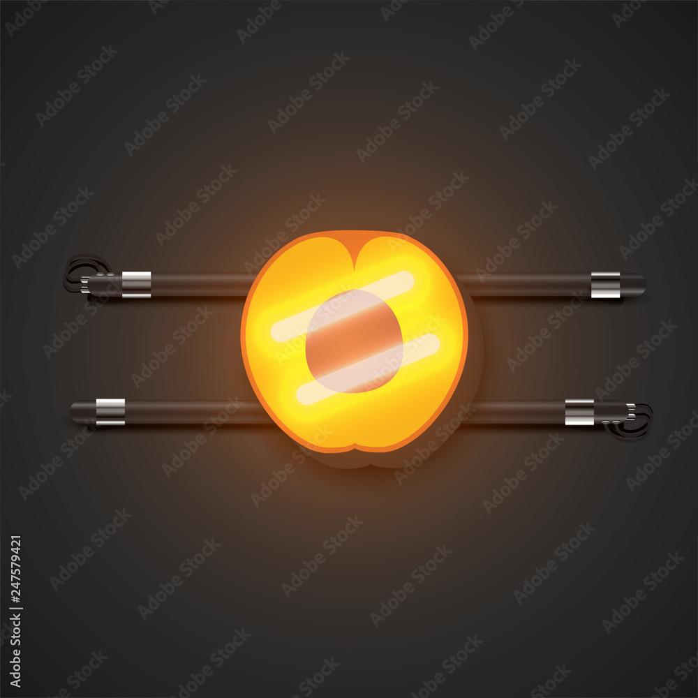 Realistic neon fruits with console, vector illustration Realistic neon fruits with console, vector illustration