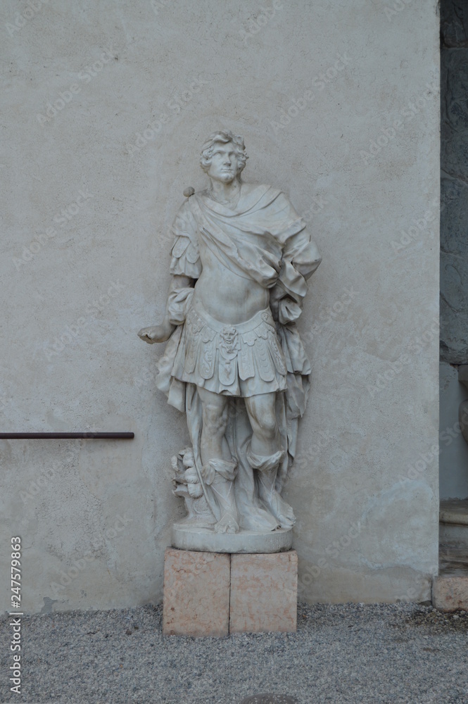 Beautiful Sculpture Of A Roman Legionary In The Interior Courtyard Of Castelvecchio Castle In Verona. Travel, holidays, architecture. March 30, 2015. Verona, Veneto region, Italy. Beautiful Sculpture Of A Roman Legionary In The Interior Courtyard Of Castelvecchio Castle In Verona. Travel, holidays, architecture. March 30, 2015. Verona, Veneto region, Italy.