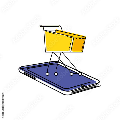smartphone device with shopping cart
