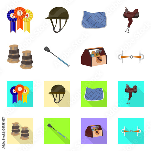 Vector illustration of equipment and riding symbol. Collection of equipment and competition vector icon for stock.