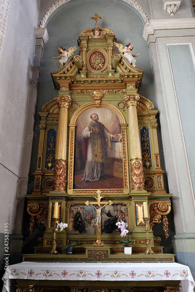 Saint Ignatius of Loyola, altar in the Basilica of the Sacred Heart of Jesus in Zagreb, Croatia 