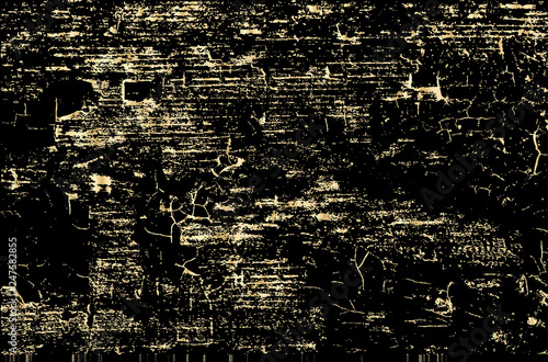 Vector grunge gold texture isolated on black. Patina scratch golden background.