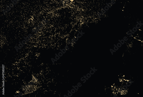 Vector grunge gold texture isolated on black. Patina scratch golden background.