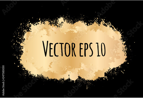 Set of vector grunge gold texture. Golden texture isolated on black background. Vector Illustration.