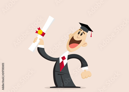 Happy university student  holding diploma certificate