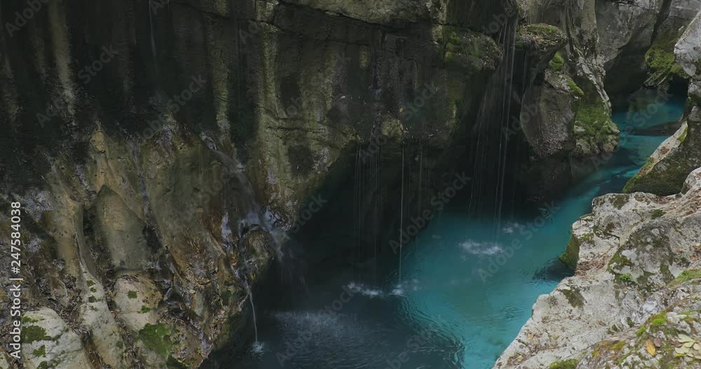 Emerald water in the Velika korita gorge, Soca valley, Slovenia Emerald water in the Velika korita gorge, Soca valley, Slovenia