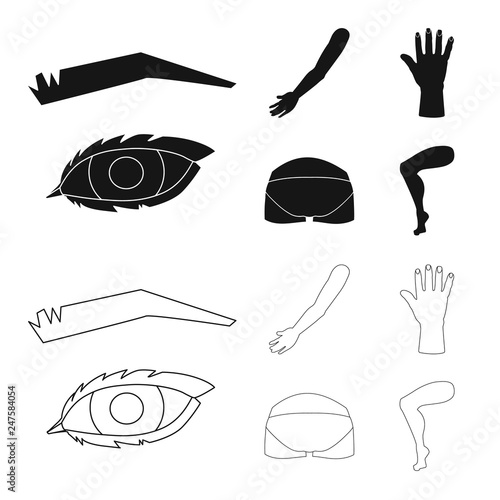Vector design of body and part symbol. Set of body and anatomy stock symbol for web.