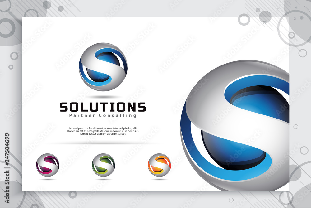 3d Letter S logo vector design with simple and modern colorful style ...