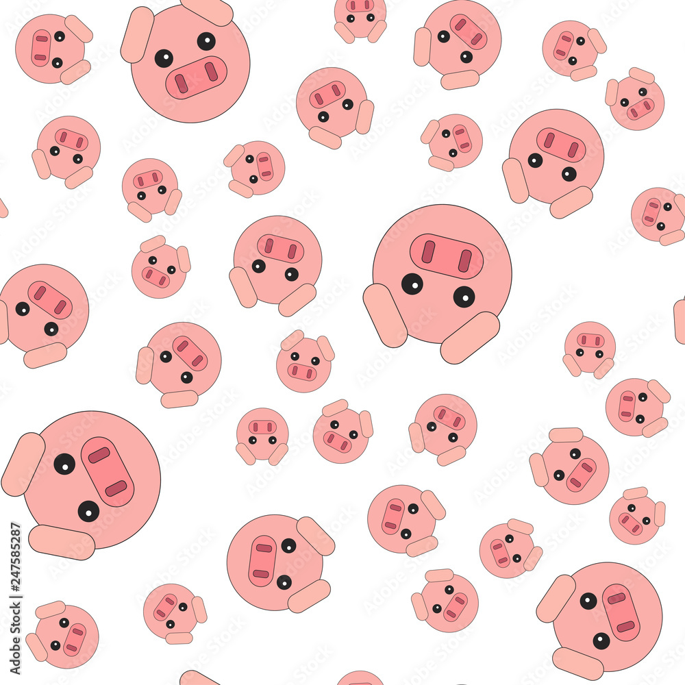 Seamless pattern of pig head. Seamless pattern of pig head.