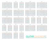 Guitar chords set on vector graphic art.