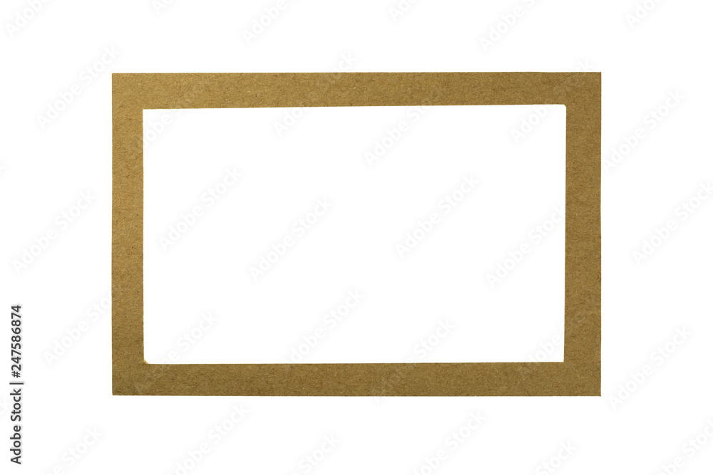 brown recycled paper frame isolated on white background. brown recycled paper frame isolated on white background.