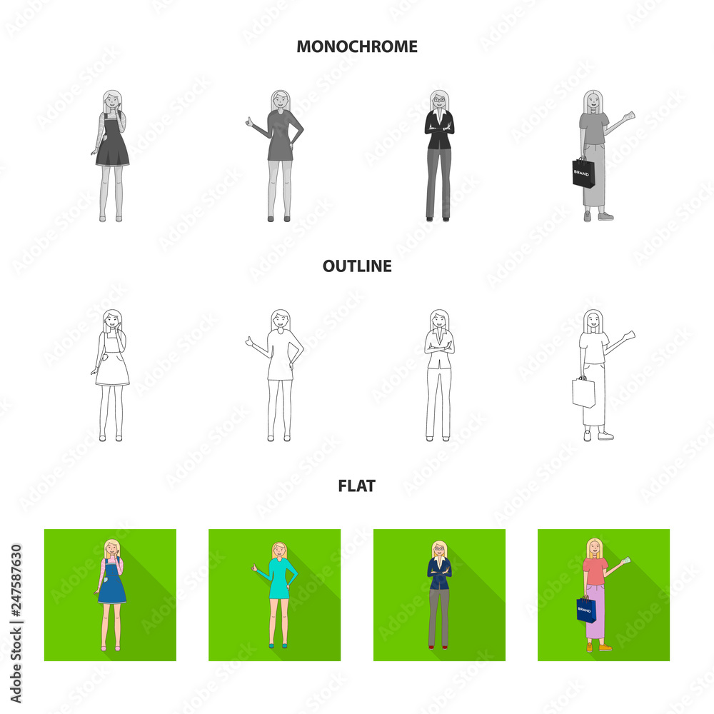 Vector design of posture and mood icon. Collection of posture and female stock symbol for web. Vector design of posture and mood icon. Collection of posture and female stock symbol for web.