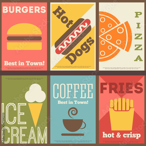 Fast Food Retro Posters Set