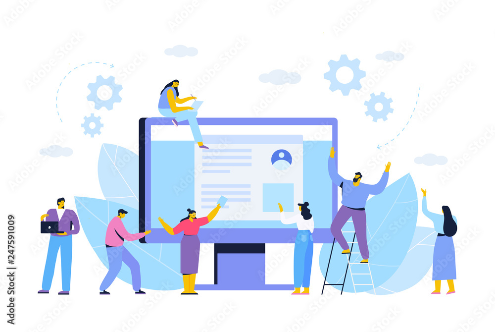 Business concept. Partnership. Team working, cooperation. Vector illustration in flat design style.