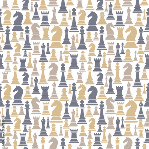Seamless pattern with chess pieces. Vector illustration design.