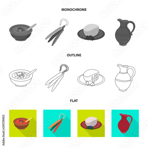 Isolated object of culture and sightseeing symbol. Set of culture and originality stock symbol for web.