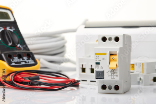 Bild auf Leinwand Automatic circuit breakers. Electrical equipment