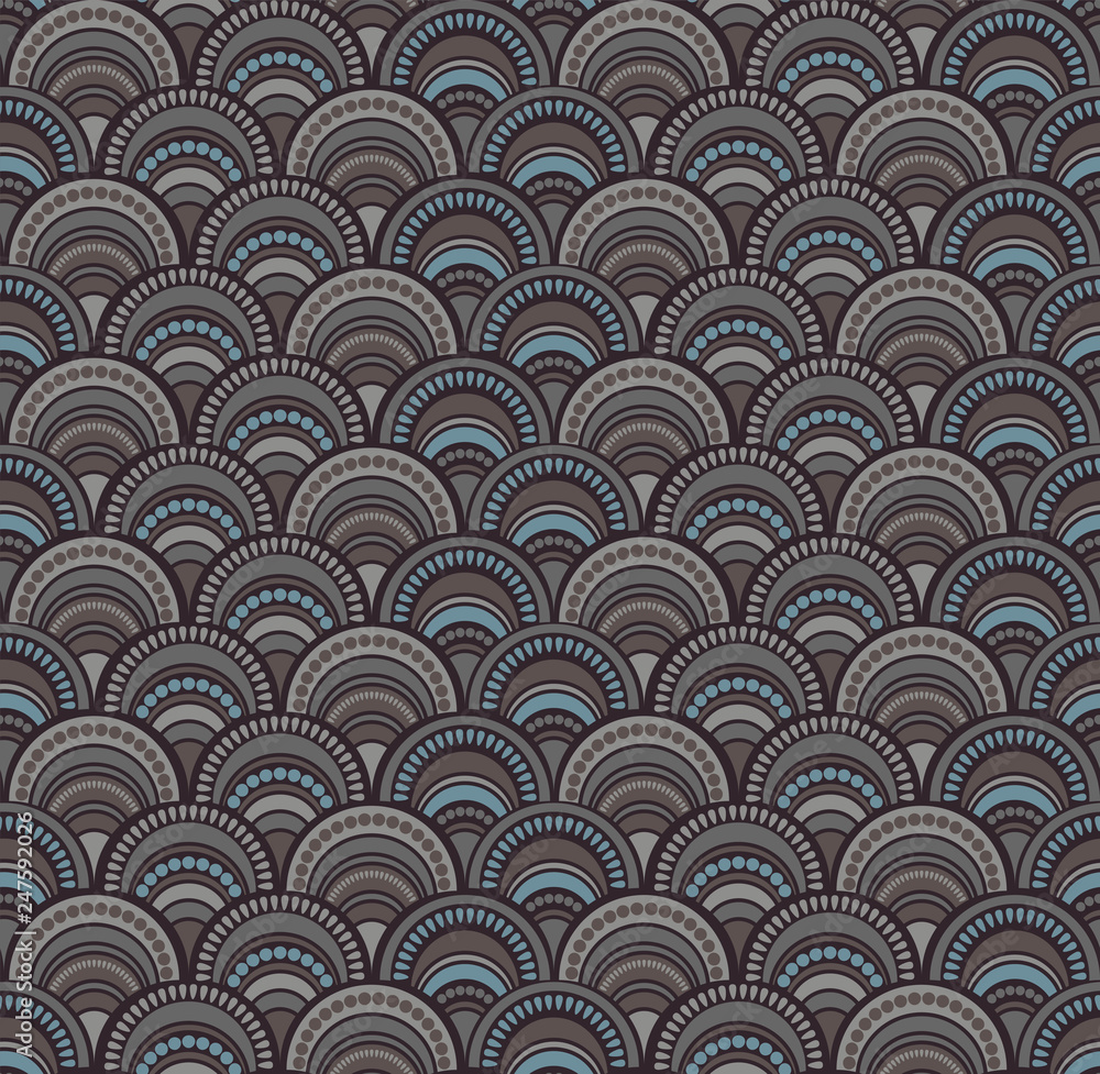 Fototapeta Ethnic style fish scale seamless geometric pattern