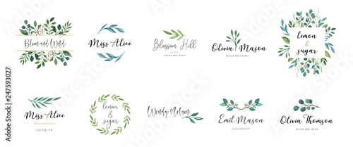 Elegant logos, Wedding monograms, hand drawn elegant, delicate collection photo