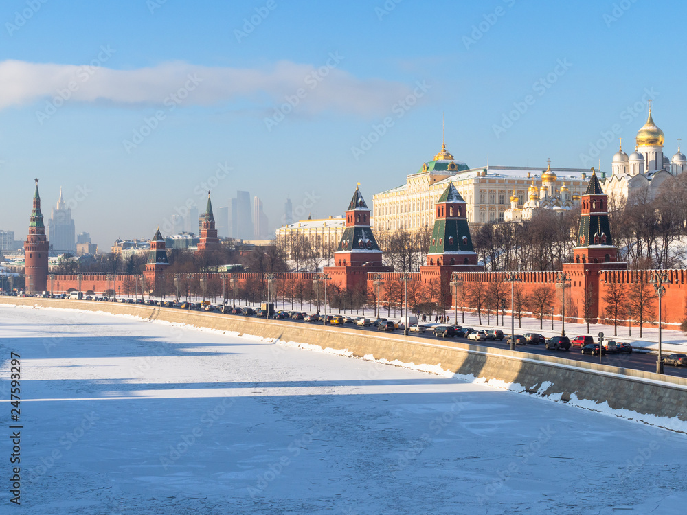 Kremlin and Kremlin embankment in winter