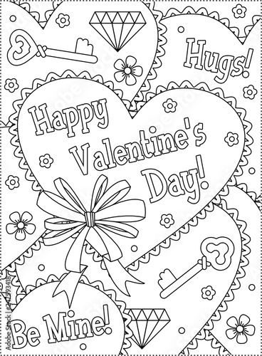 Valentine's Day coloring page for children or adults