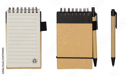 Obraz na płótnie notebook and pen isolated on white background