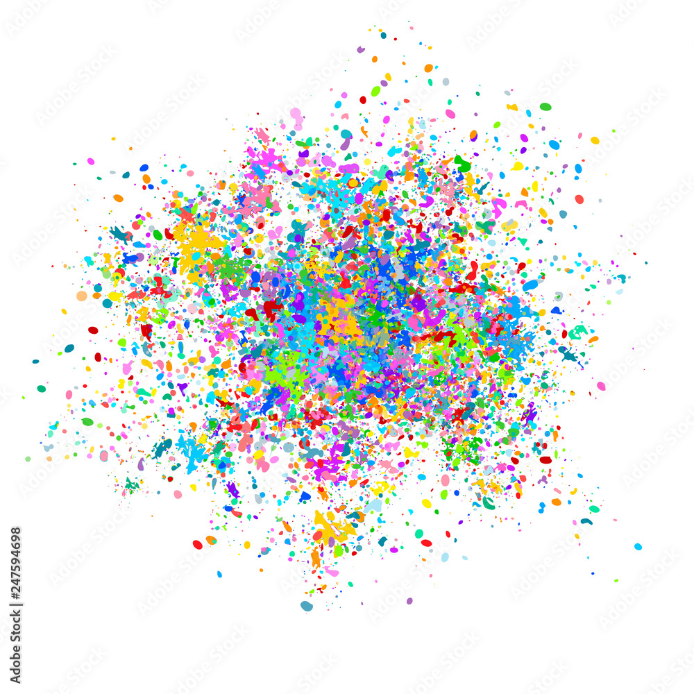 Multi-colored vector background of colorful drops and splashes of paint ...